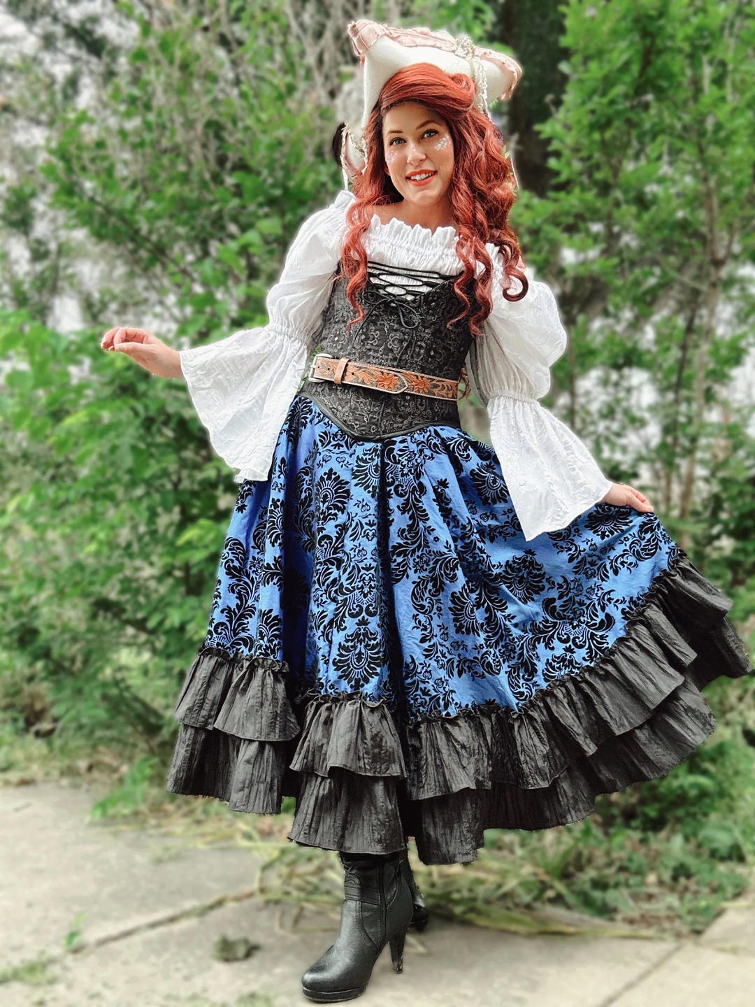 Pirate Princess Ariel Costumes With Siren Corset, Black With Lace, Front  Lacing Detail, Renaissance Cosplay - Etsy