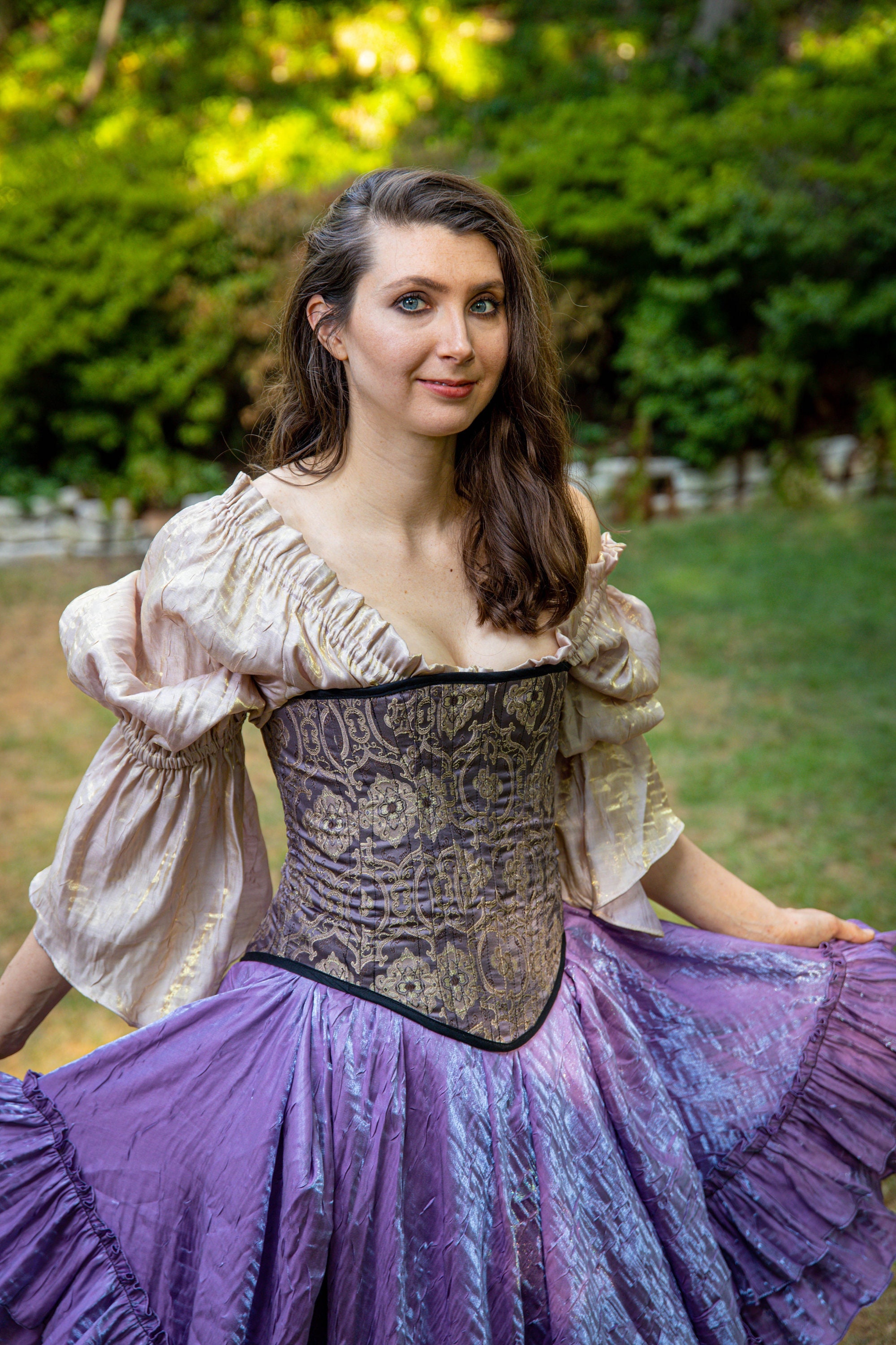 Victorian Purple Corset Dress Purple Cotton Gothabilly Dress   DraculaClothing