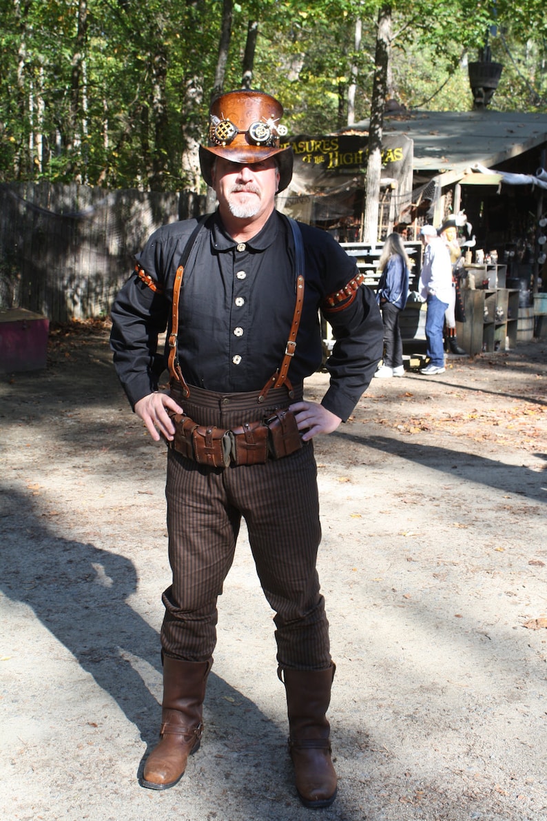 Steampunk Men’s Shirts Black Button Down Mens Shirt Victorian Steampunk Dustpunk Western Conductor Airship Pirate Renaissance Festival Ren Faire Pirate $83.00 AT vintagedancer.com