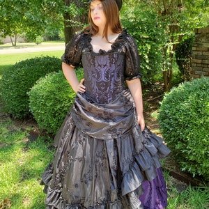 Haunted Mansion Inspired Ballgown **FABRIC UPDATE: please see description** Corset Dress Full Skirt and Lace Blouse, Gothic Wedding Gown