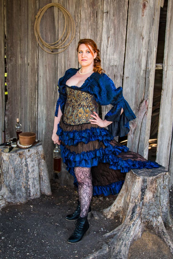 Steampunk Navy Fancy Chemise Wild West Victorian Renaissance