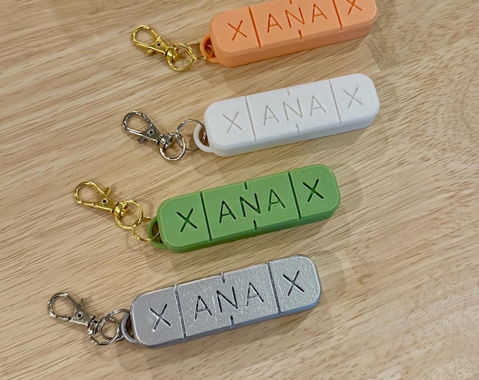 Featured listing image: Xanax Bar Pill Case Keychain: 4-Compartment 3D-Printed Storage