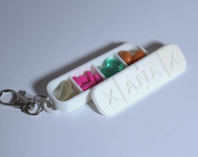 Featured listing image: Xanax Bar Pill Case - Small 3D-Printed Organizer w/ Keychain