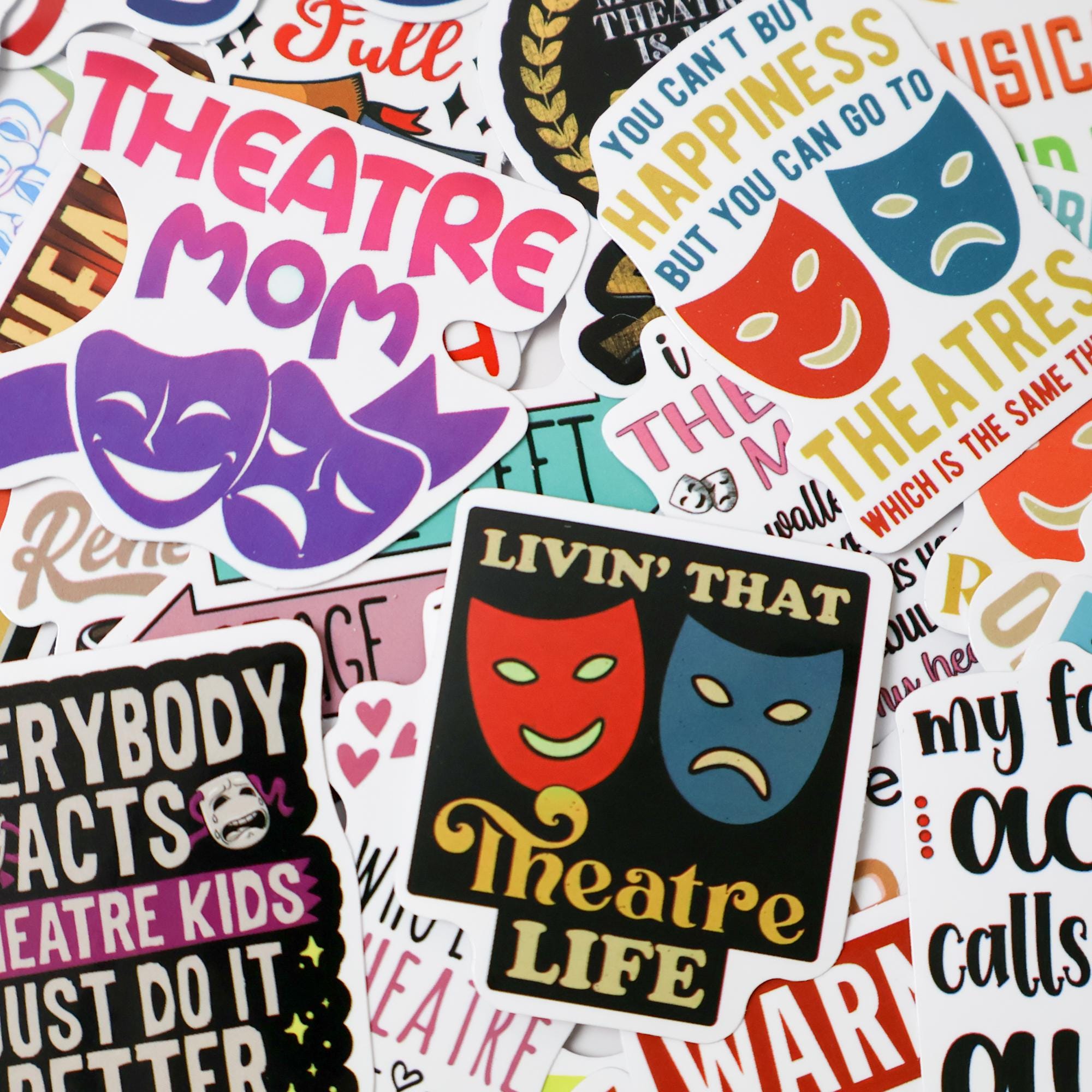 50PCS Theater Stickers, Drama Acting Stage Mask Decals, Musical ...