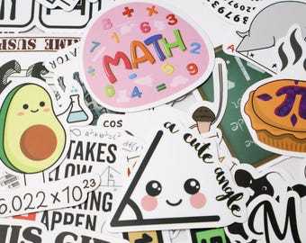 50 pegatinas de matemáticas, divertidas calcomanías de fórmulas geométricas, ecuaciones Pi, vinilo educativo para guitarra, portátil, equipaje, álbum de recortes, profesor