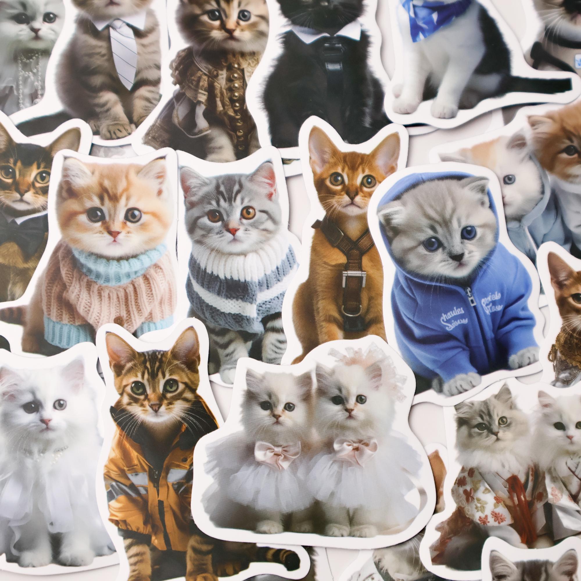 50PC Cute Cartoon Cat Sticker Pack – Kawaii Doodle Vinyl Stickers for ...