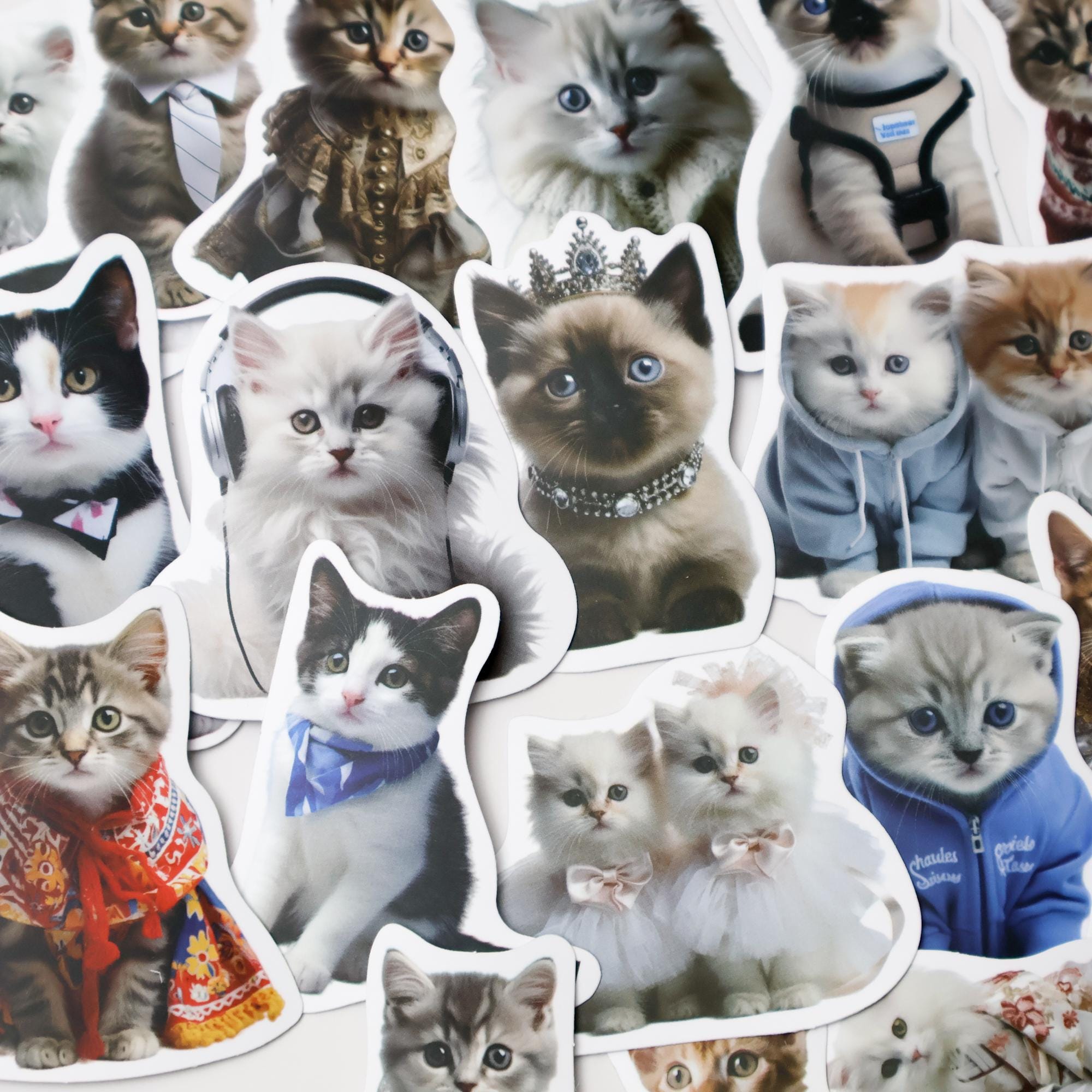 50PC Cute Cartoon Cat Sticker Pack – Kawaii Doodle Vinyl Stickers for ...