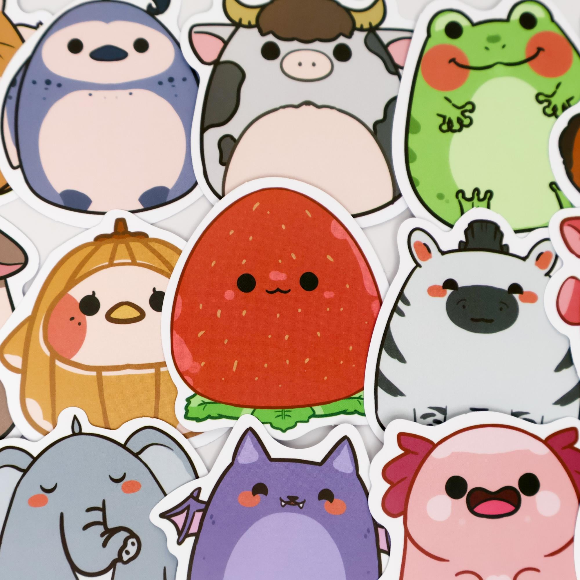 Sticker Plush 50PCS Animal Plush Stickers, Cute Cartoon Kawaii Pet Decals, Chubby Toy ...
