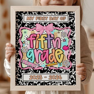 First Day of Fifth Grade Sign, First Day of School Sign Printable, Fifth Grade Poster, Custom Fifth Grade, Back to School, Digital Print