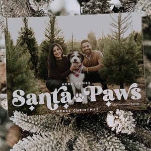 Dog Photo Christmas Card Template, Pet Photo Christmas card, Dog Christmas Card, Santa Paws, Editable Dog Christmas Card, Instant Download