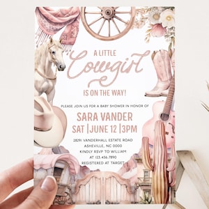 Editable Cowgirl Baby Shower Invitation: Western Theme (Download Template)