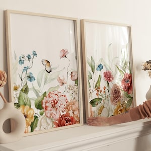 Floral Wall Art Prints (Set of 2) - Wildflower Botanical Decor (Digital Download)