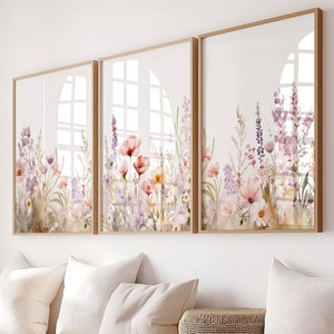 Wildflower Watercolor Prints Set of 3: Boho Botanical Art (Digital Download)