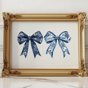Chinoiserie Bows Print: Christmas Botanical Wall Art (Digital Download)