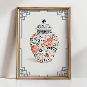 Floral Chinoiserie Ginger Jar Art Print (Digital Download)
