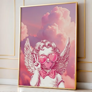 Pink Cupid Art Print: Valentine&#39;s Angel Decor (Digital Download)