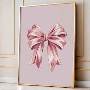 Estampado de lazo rosa: Decoración coqueta para dormitorio, arte moderno (descarga digital)