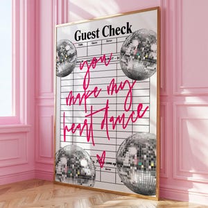 You make my heart Dance Art Print, Disco Ball Wall Art, Retro Wall Decor, Valentines Day Print, Disco Guest check, Trendy Dorm Decor