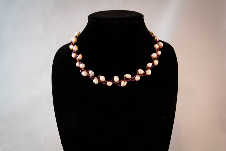 Vine Necklace Ivory Pearls and Burgundy - Etsy