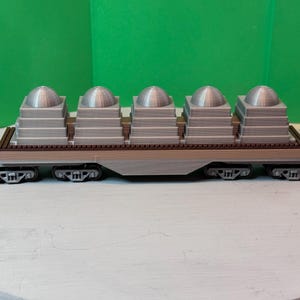 Cybertronic Hobby's HO Scale "Heavy Haulers" 8-Axle FlatCar - (1) Uranium Waste Load - Choc Brown - Kadee 148 Couplers - Metal Wheels