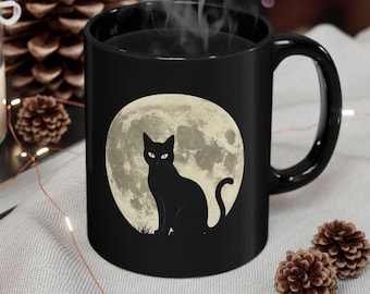 Black Cat Moon mug | Gothic Mug
