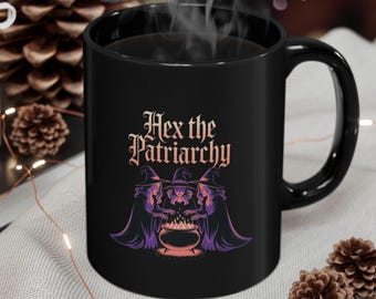 Kubek z ilustracją "Czarownica: Klątwa Patriarchatu" | Feministyczny ceramiczny kubek z czarownicą