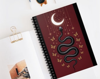 Cahier à spirales gothique Snake Moon Journal, journal ligné ligné païen sorcière