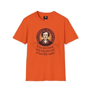 Gothic Edgar Allan Poe T-Shirt, Spooky Halloween Tee, Unisex Softstyle Shirt, Literature Fan Gift, Book Lover Top