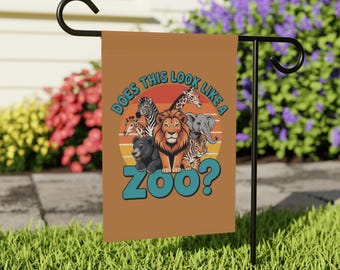 Outdoor Banner, Zoo Animal Lover Flag, Funny Garden Decoration, House Yard Sign, Wildlife Party Decor, Jungle Theme Celebration