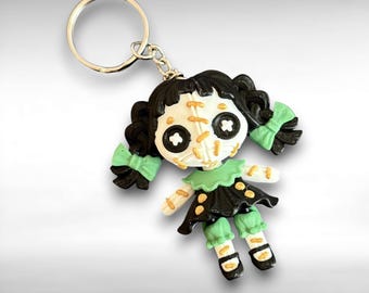 Creepy Doll Keychain - Articulated Spooky Gothic Horror Bag Charm