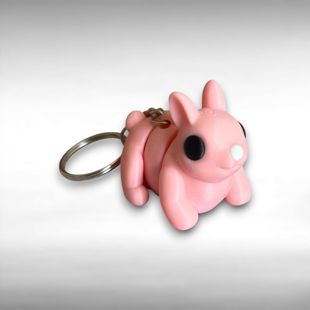 Pink Bunny Keychain - Articulated Fidget Animal Accessory - Etsy
