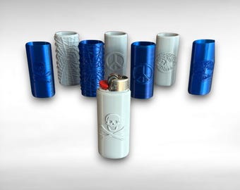 Bic Lighter Case – Spider Web, Skull and Crossbones, Tree of Life, Peace Sign