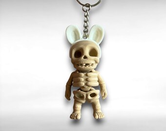 Bunny Ear Skeleton Keychain - Flexible Fidget Accessory