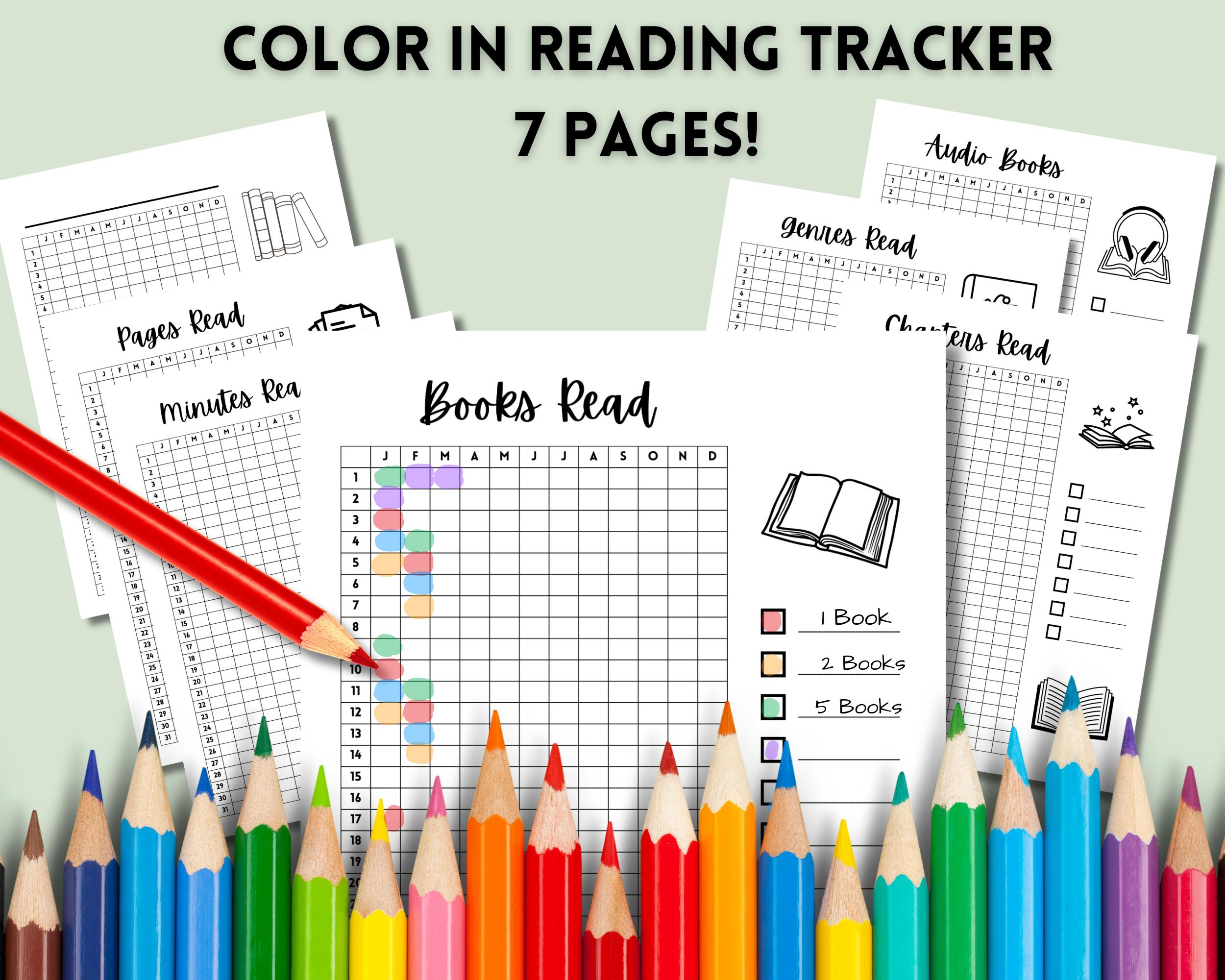 Printable Reading Tracker: Color-in Chart for Book Lovers (digital ...