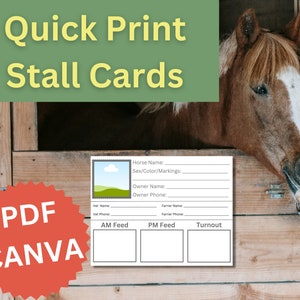 Basic Stall Card - Black & White - US Letter Print - Customizable - Fillable PDF