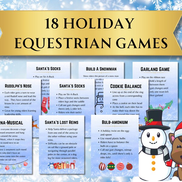 18 Holiday Equestrian Games - Horse Camp Games - Horse Barn Games