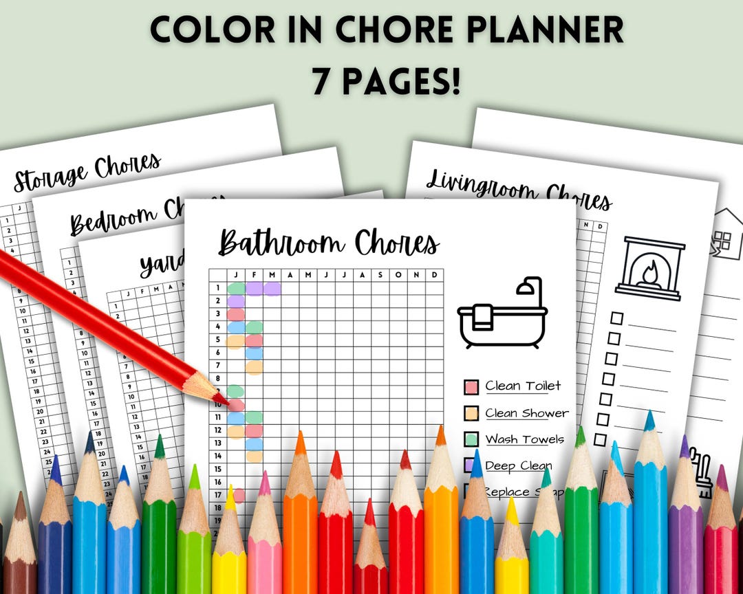 ADHD Color-in House Chore Planner: Cleaning Tracker (PDF) - Etsy Canada