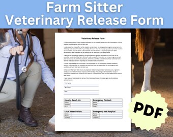 Farm Sitter Veterinary Release Form: Fillable PDF