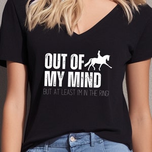 Equestrian Comedy T-Shirt: Dressage Humor - Horse & Rider