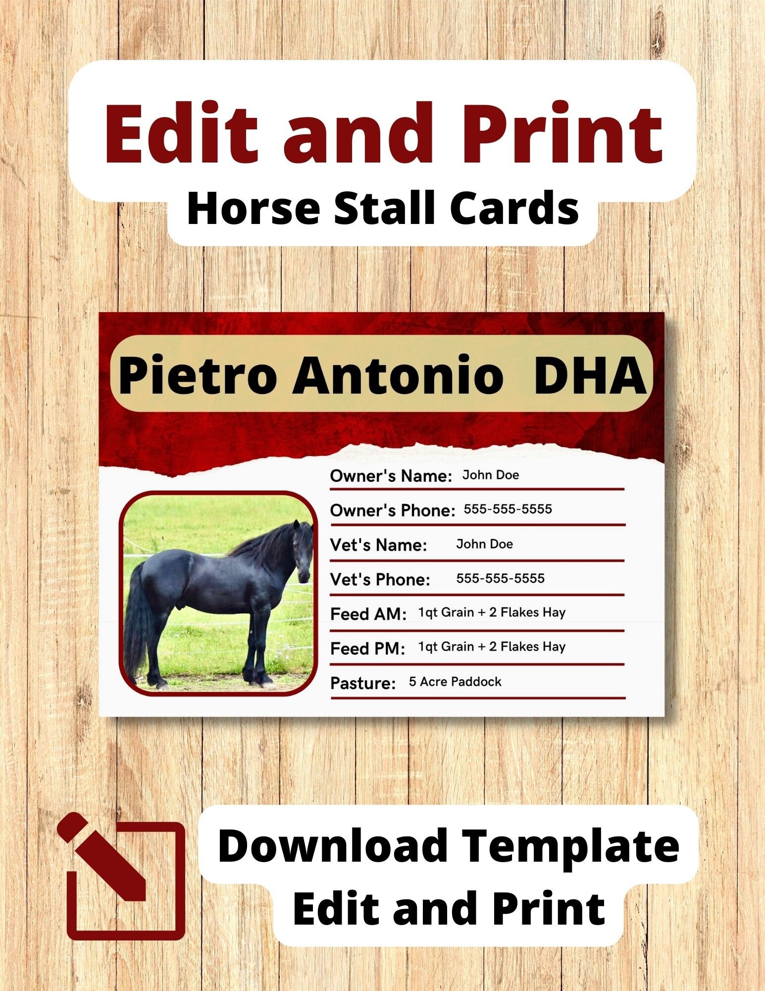 Horse Stall Card Bundle Edit Print 5x7 Canva Template - Etsy