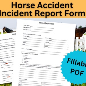 Horseback Riding Incident Report Form: Fillable PDF
