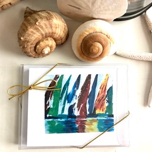 Sailboats-Blank Note Cards with Envelopes/Set of 8, Cards, Sailboat Cards/Nautical Cards, Coastal Greeting Cards for all Seasons & Occasions