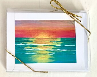 Sunset at Captiva Island-Blank Folded Note Cards Set of (8) Sunset Notecards, Coastal Greeting Cards for all Occasions, Hostess Gift