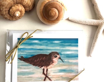 Sandpiper-Blank Folded Note Cards with Envelopes/Set of 8 Sandpiper Greeting Cards, Coastal Greeting Cards for all Seasons, Hostess Gift