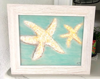 Starfish Original Oil Painting by Evie Mineau, Beach Sea Life Star Fish Painting, Coastal Grandmother, Beach House Decor