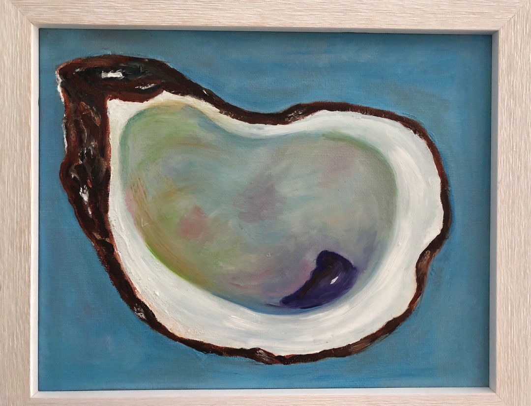 Oyster Shell Framed Oil Painting by Evie Mineau Oyster Shell Etsy