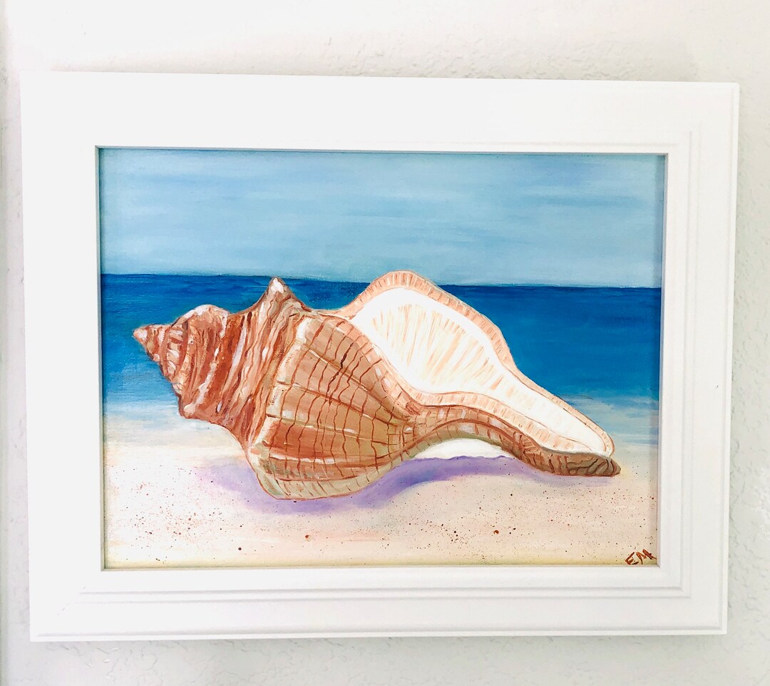 Florida Conch Shell Original Oil Painting by Evie Mineau, Conch Shell ...