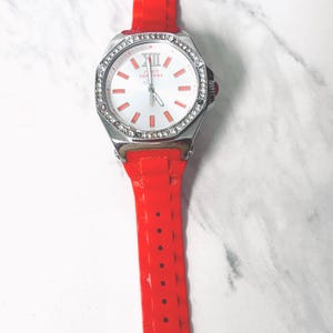 Juicy Couture White Leather Strap Watch with Red Ladybug Accent Juicy Couture Wrist Watch White Rubber Band Crystals Accents  main image 4