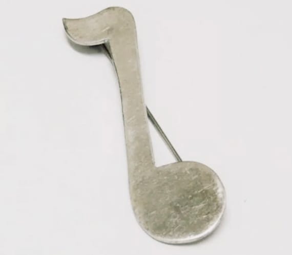 Vintage Solid Sterling Silver Music Note Large Pe… - image 1