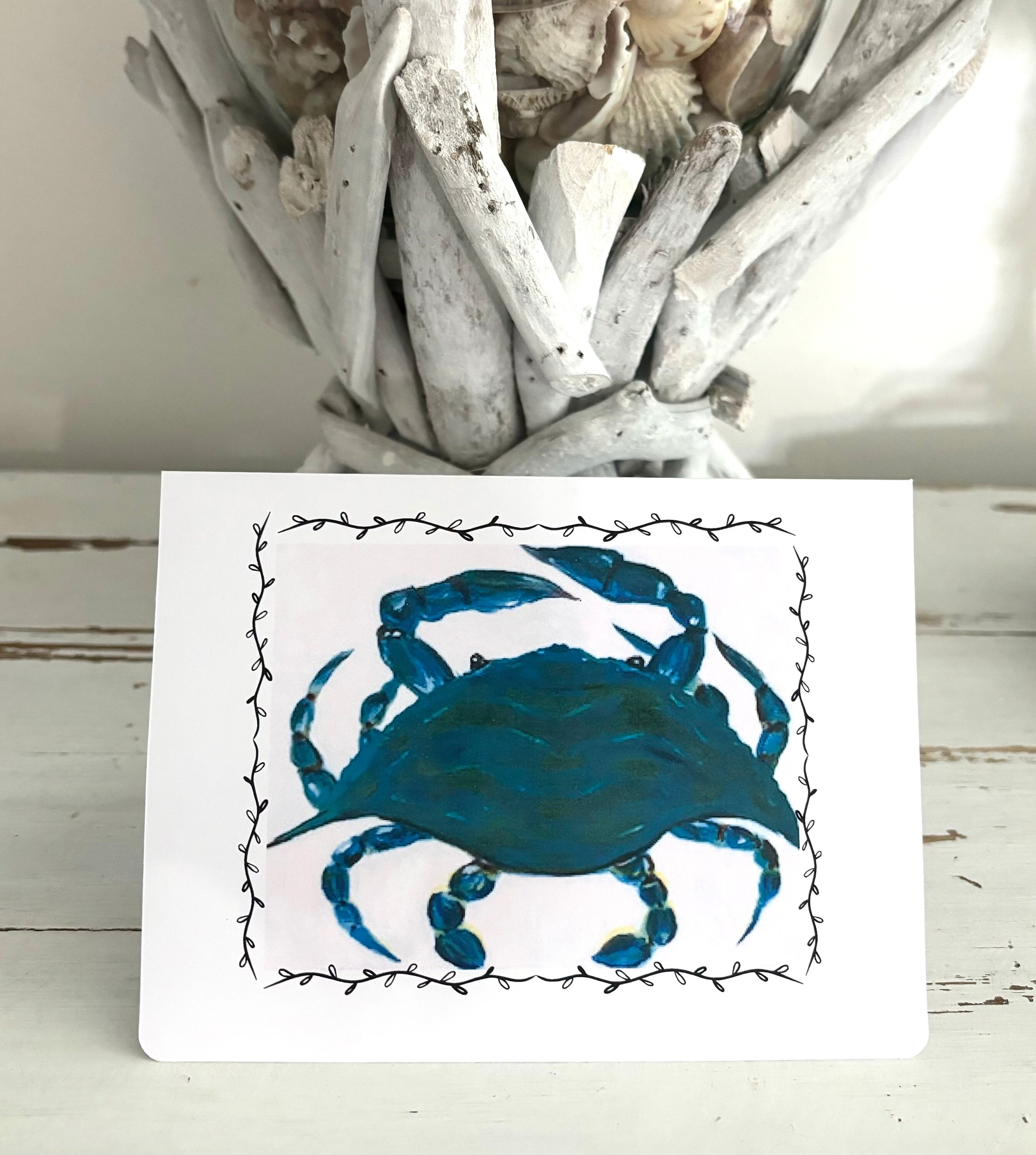 Blue crab blank folded note cards set of 8 blue crab note cards with